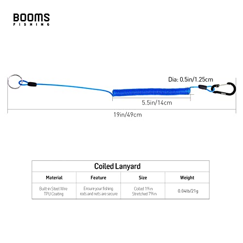 Booms Fishing T01 Coiled Lanyards for Fishing Rods and Fly Fishing Nets - color: Blue, 3pcs
