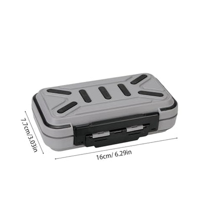 Double Sided Waterproof Fishing Tackle Box, Small Portable Lure Case with Compartments for Hooks Baits (Grey)