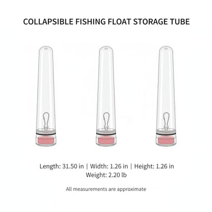 Collapsible Fishing Float Storage Tube - Clear Polyester Tackle Organizer with Hanging Hook, 31.5 Inch Bobber Bag for Space-Saving Gear Protection (1 Pack)