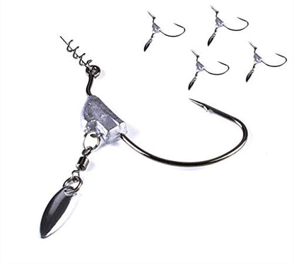 Toasis Fishing Underspins Weighted Swimbait Hooks with Twist Lock Assorted Sizes Pack of 5 - size: 6/0-3/8_Oz