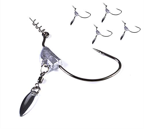 Toasis Fishing Underspins Weighted Swimbait Hooks with Twist Lock Assorted Sizes Pack of 5 - size: 7/0-5/9_Oz