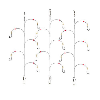 Fishing Hook with Leader,5 Hooks Fishing Rig-7 Strands Nylon Coated Fishing Leader with Swivle,Snap,Hooks - color: 5 hooks rig, size: 19#