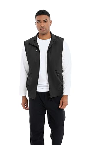 Utility Vest for Men Fishing Golf Travel Hiking Photo Outwear Lightweight Sleeveless Jacket with Pockets - color: Black1, size: Large