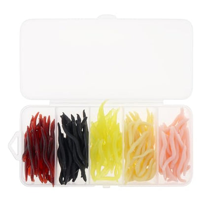 250pcs Soft Plastic Fishing Lures Worms, Plastic Fishing Worms Fake Maggots Fake Baits, Bread Soft Maggots Artificial Earthworm