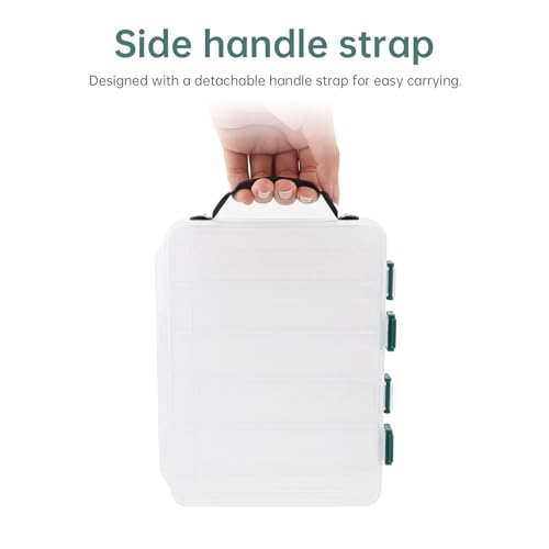 Double Sided Fishing Lures Box, Transparent Visible Fishing Lure Bait, Squid Jig Hooks Plastic Fishing Tackle Storage Case Container (10 Grids 20x16x5cm)