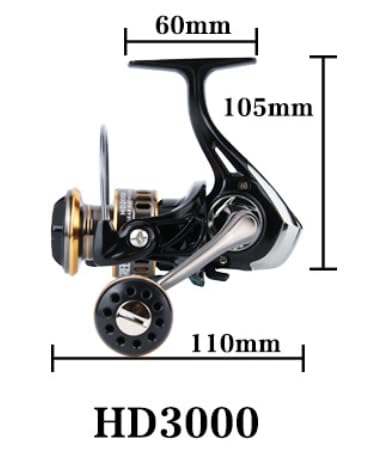 Spinning Fishing Reel, 5.2:1 Gear Ratio Fishing Reel CNC Aluminum Spool Up to 20 Lbs Max Drag with Left/Right Interchangeable for Inshore Boat Rock Freshwater Saltwater Fishing - size: 1000