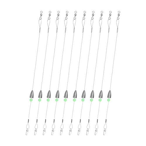 Carolina Rigs for Fishing- 12 Inch Steel Fishing Leaders with Fishing Weight, Pre Rigged Carolina Rigs with Fishing Weight 1/6oz, 1/4oz, 1/2oz, 10 Pcs - size: 1/4 oz; 12 Inch