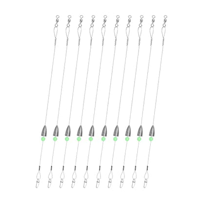 Carolina Rigs for Fishing- 12 Inch Steel Fishing Leaders with Fishing Weight, Pre Rigged Carolina Rigs with Fishing Weight 1/6oz, 1/4oz, 1/2oz, 10 Pcs - size: 1/4 oz; 12 Inch