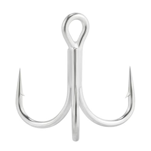 Dr.Fish 30 Pack 4X O'Shaughnessy Treble Hooks in-line Triple Hooks Saltwater & Frshwater Replacement Catfish Bass Striper - size: #3/0-30 Pack