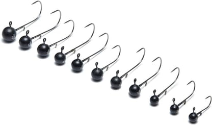 Nako 200% Sensitive Tungsten Ball Jig Heads - 5 Pack - No Chip Black - Tungsten Fishing Jig Heads, 1/32, 1/16, 1/8, 3/16, 1/4, 3/8oz, Damiki Rig Jig Heads - size: 1/16 oz - #1 Hook - 5 Pack