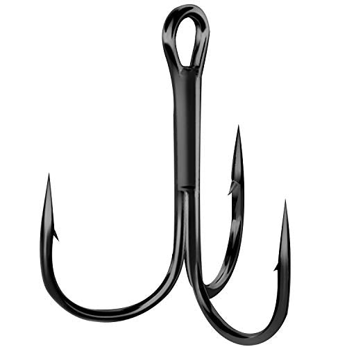 Shaddock Fishing 10-100Pcs Big Size Sharp Treble Hooks O'Shaughnessy Sharpened Treble Fishing Hooks High Carbon Steel Fish Treble Hook Size 10-10/0 - color: Black, size: 100PCS #4