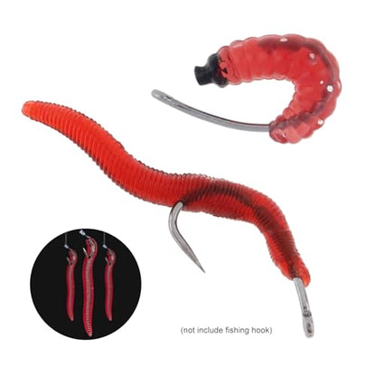 250pcs Soft Plastic Fishing Lures Worms Lure, Plastic Fishing Worms Fake Maggots Fake Worms Baits, Worm Bread Soft Maggots Artificial Earthworm