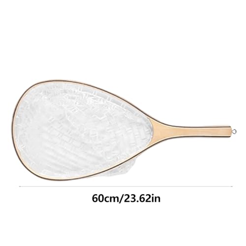 Fish Net Wood Frame Fly Fishing Landing with Soft Rubber Meshes for Catching and Release Easy to Use Light Weight Rubber Fishing