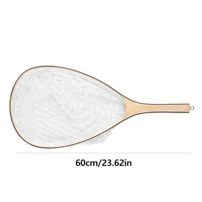 Fish Net Wood Frame Fly Fishing Landing with Soft Rubber Meshes for Catching and Release Easy to Use Light Weight Rubber Fishing