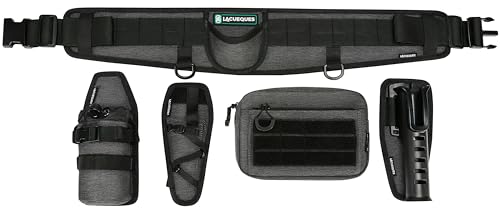 Wading Fishing Belt with Rod Holder and Tackle Pouch, Grey | Hands Free for Lure, Lumbar Support, Waists 32 to 61 Inches, Modular Detachable, Pliers Holster, Water Bottle Holder - color: Grey