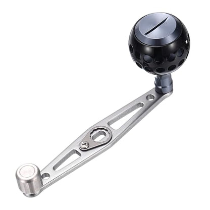 Baitcasting Power Handle, Metal Round Fishing Reel Rocker Handle Knob Replacement Parts - color: Silver/Black