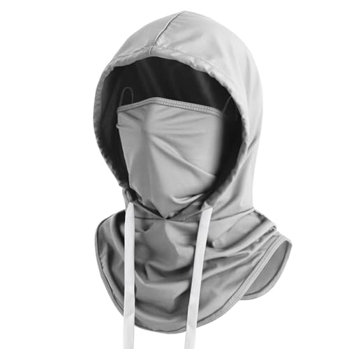 Summer Balaclava Face Mask with Breathable Holes Sun Face Shield UV Protection Full Head Mask for Men Women Fishing Cycling - color: Light Gray-standard
