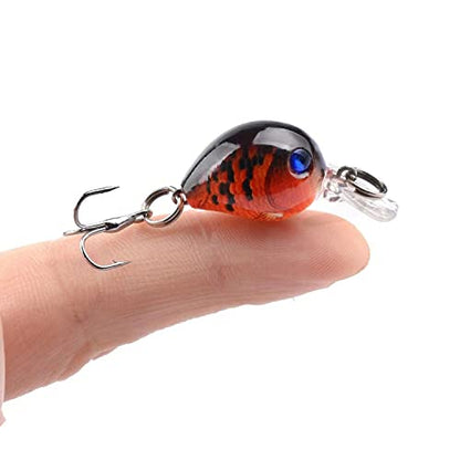 Micro Fishing Lures Crankbaits Baits Lure，Mini Fishing Lure Swimbaits Micro Crank Baits Topwater Lures for Freshwater Saltwater Bluegill Pumpkinseeds Trout Perch with Tackle Boxes - color: M02