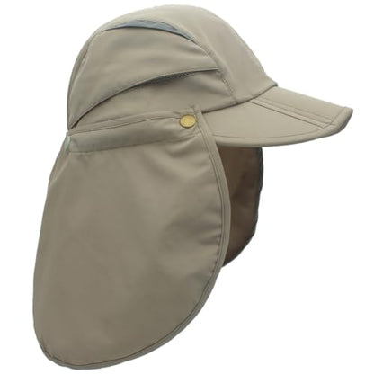 Connectyle Men's Sun Hat with Detachable Neck Flap Adjustable Outdoor UPF 50+ Baseball Sun Cap for Fishing Hiking Golfing - color: Light Grey