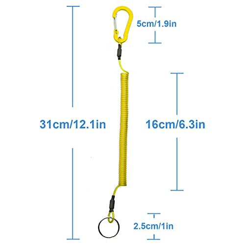 Lix&Rix Retractable Safety Coiled Lanyard with Aluminium Alloy Carabiner Clip, Black/Blue/Green/Red/Silver/Yellow - color: Yellow 3pcs