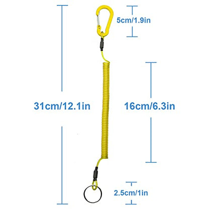Lix&Rix Retractable Safety Coiled Lanyard with Aluminium Alloy Carabiner Clip, Black/Blue/Green/Red/Silver/Yellow - color: Yellow 3pcs
