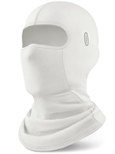 ROXUN Balaclava Moto Face Mask, Summer Cooling Ice Silk Mesh Sun Protection | Ice Silk Cooling, Breathable Mesh, UPF 50+, Helmet Friendly, Glasses Compatible, Versatile Use for Cycling Ski - color: White