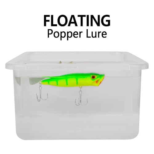 5pcs 9cm 3D Eyes Hard Baits Floating Topwater Popper Lures with Treble Hooks, Mixed Colors, ABS & High Carbon Steel, Targeting Pike, Bass, Salmon