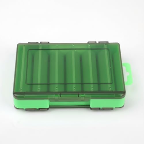 Double-Sided Fishing Lure Box, Slim PU Leather Tackle Organizer for Kayak & Travel, 13 x 3.3 x 1.6 Inches - color: Green