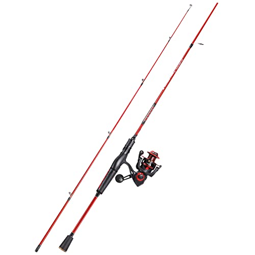 One Bass Fishing Rod and Reel Combo, IM7 Graphite 2 Pc Blank Baitcasting Combo, Spinning Rod with SuperPolymer Handle - color: Red, size: 6'6"Medium-Fast with 2000 Reel