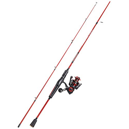 One Bass Fishing Rod and Reel Combo, IM7 Graphite 2 Pc Blank Baitcasting Combo, Spinning Rod with SuperPolymer Handle - color: Red, size: 6'6"Medium-Fast with 2000 Reel