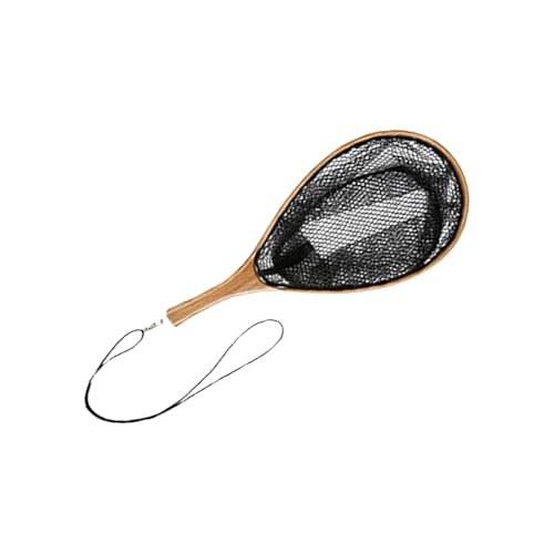 Fishing Net with Comfortable Grip Handle Wooden Poles Fishing Landing Net with Lanyard for Adults Portable Landing Net - size: S: About. 42x20cm/16.54x7.87"