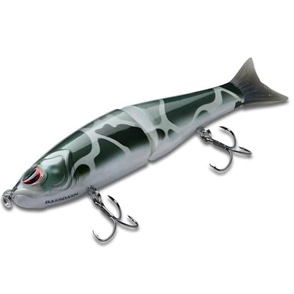 Bassdash SwimShad Glide Baits Jointed Swimbait Bass Pike Salmon Trout Muskie Fishing Lure - color: Black Color Block Camo, size: 7in/2.2oz
