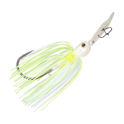 Strike King Thunder Cricket Fishing Lure, Vibrating Swim Jig, Silver Blade, 4/0 Jungle-Style Flipping Hook - color: Chartreuse Blue Glimmer, size: 1/2 oz