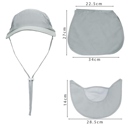 haozaikeji UPF50+ Outdoor Fishing Hat UV Protection Sun Hat Wide Brim Baseball Cap with Face Neck Flap for Women Men - color: Light-gray