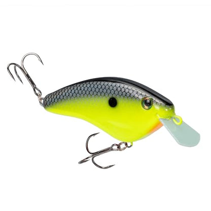 Strike King Hardliner Fishing Lure, Flat Sided Crankbait, Circuit Board Lip, Extra Tight Wobble, Size 4 Treble Hooks - color: Chartreuse Baitfish