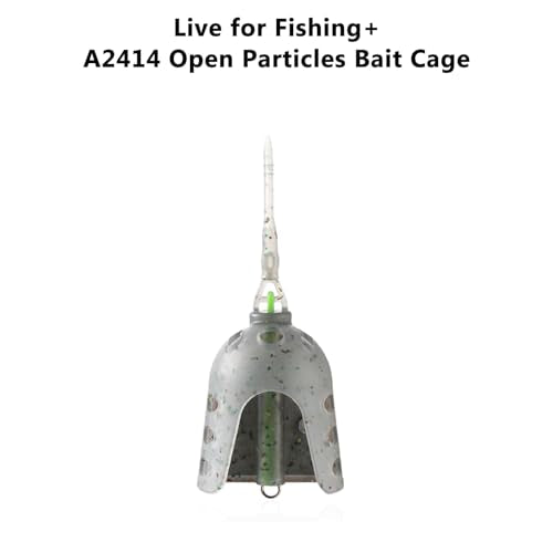 Bait Cage, Fishing Feeder Holder with Weight Openable Lure Container Long Ranges Casting for Powder Live Baits - size: Large Cage A2414 30G
