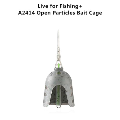 Bait Cage, Fishing Feeder Holder with Weight Openable Lure Container Long Ranges Casting for Powder Live Baits - size: Large Cage A2414 30G