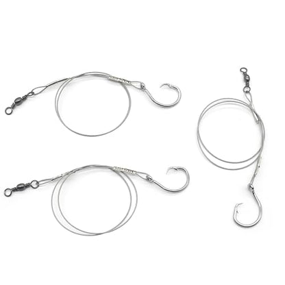 3 Pieces 10/0-20/0 Circle Hook Rig Shark Surf Rigs 49-Strands Steel Leader,Deep Sea Hooks for Big Fish - size: 11/0