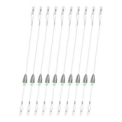 Carolina Rigs for Fishing- 12 Inch Steel Fishing Leaders with Fishing Weight, Pre Rigged Carolina Rigs with Fishing Weight 1/6oz, 1/4oz, 1/2oz, 10 Pcs - size: 1/2 oz; 12 Inch