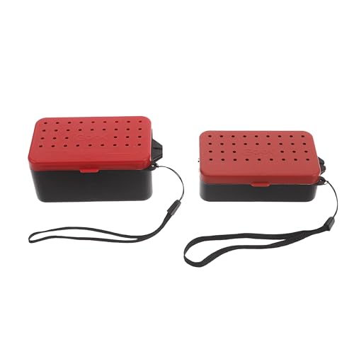 Cabilock Live Bait Container 2pcs Double-Layer Worm Storage Box with Breathable Holes, Portable Plastic Fishing Bait Holder for Outdoor Anglers, Small and Medium Sizes