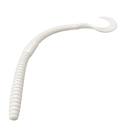 5.5" Pulse Slim Worm Soft Lure for Bass Fishing, Slim Profile Salt Infused Responsive Curl Tail with Ribbed Body & Reinforced Hook Section, 12 Pack - color: Pearl White
