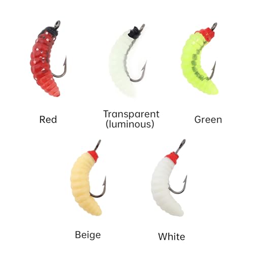 30pcs Soft Maggot Baits Fake Bread Worms, Silicone Baits Bread Worm Fishing Lure, Soft Maggots Fishing Bait for Crappie Bass Trout