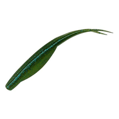 Pulse Minnow Bait for Bass Fishing, 4.7" Soft Twin Tail Lures with Fast Kicking Action, Shrimp Scented & Salt Infused, Ideal for Drop Shot & Jig Head, 10-Pack - color: Chartreuse Green Pumpkin