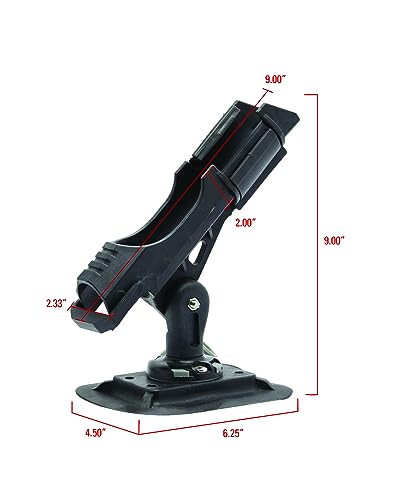 Extreme Max 3006.8618 Fishing Rod Holder with Easy-Install Universal Mounting Bracket for Inflatable Boat, Black