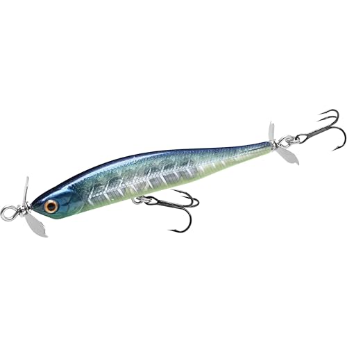 LUCKY CRAFT Screw Pointer 80 Fishing Lures for Bass, Smallmouth, Walleye, Rhymthic Action Spy Bait, Slow Sinking to 10ft Depth, Freshwater Fishing Gear and Tackle Accessories - color: 371 Bone Pro-Blue