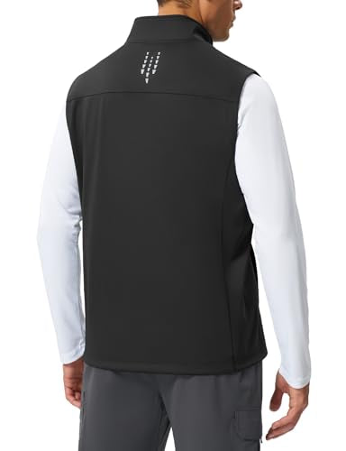 TBMPOY Men's Lightweight Softshell Vests Windproof Sleeveless Jackets Golf Outdoor Outerwear Summer Hiking Travel Cycling - color: Black, size: Medium
