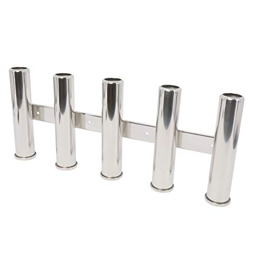 Amarine Made 5 Tube Stainless Steel Fishing Rod Rack Mirror Finish 316 Stainless Steel 5 Rod Rack