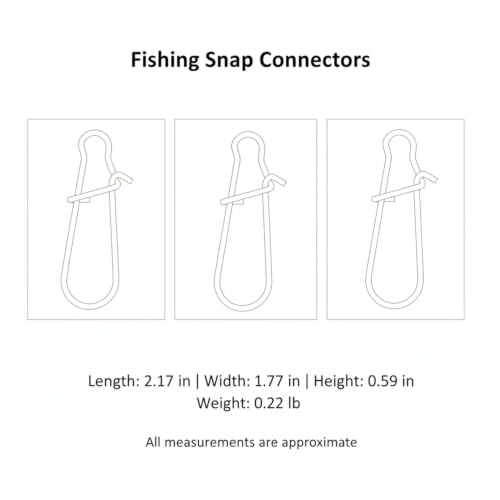 Gourd-Shape Stainless Steel Lure Snaps, Silver Finish Quick-Change Connectors for Saltwater and Freshwater Fishing Tackle (100-Pack Assorted Sizes) - size: 2.17 x 1.77 x 0.59"
