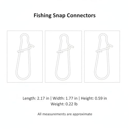 Gourd-Shape Stainless Steel Lure Snaps, Silver Finish Quick-Change Connectors for Saltwater and Freshwater Fishing Tackle (100-Pack Assorted Sizes) - size: 2.17 x 1.77 x 0.59"