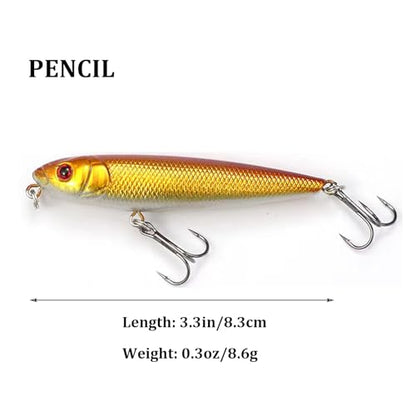 WOLFSKIN Fishing Lures Kit, Fishing Baits Set, Included Crankbaits, Curly Tail Jigs, Spoons, Hooks, Weights, Fishing Accessories with Tackle Box, for Carp, Bass, Freshwater Saltwate - color: 5p hard lures